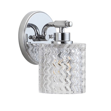 Spaulding Vintage Iron/Chevron Pattern Glass Farmhouse Cottage LED Vanity Light - JONATHAN Y
